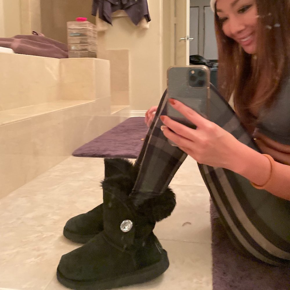 Ugg Black Mini Bailey Button Bling Boot - image 4